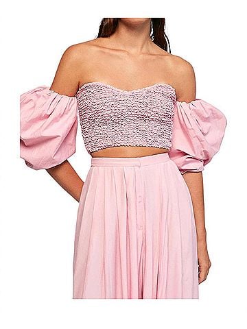 S/W/F Puff Crop Top in Rouge (view 2)