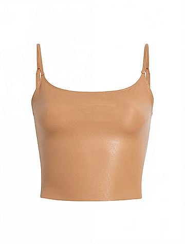 Commando Faux Leather Cami Crop Top in Camel (view 1)