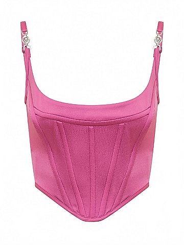 Versace Medusa Motif Square Neck Corset Top in Pink (view 1)