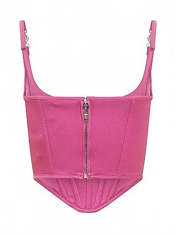 Versace Medusa Motif Square Neck Corset Top in Pink (view 2)
