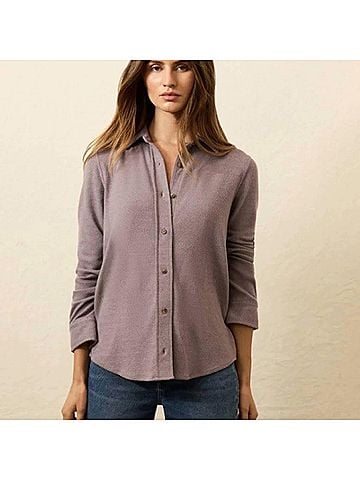 Faherty Legend Sweater Relaxed Shirt in Dusty Plum Twill (view 2)
