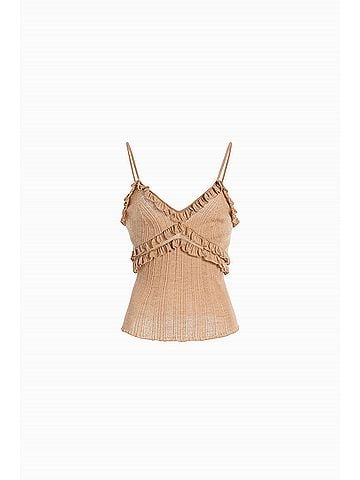 Ulla Johnson Anthia Knit Cami Top in Camel Melange (view 1)