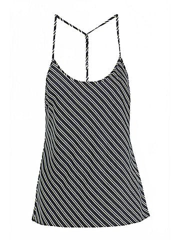 Alexander Wang Striped Crinkled-Satin Camisole in Black (view 1)