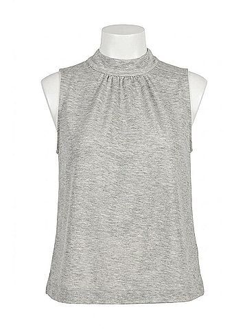 Lilla P Sleeveless Mock Neck Top in Heather Sparkle (view 1)