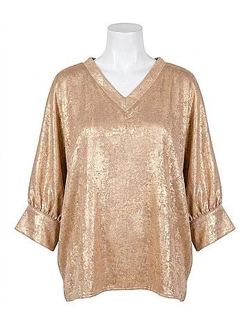 Jodifl Golden V-Neck Top in Gold (view 1)