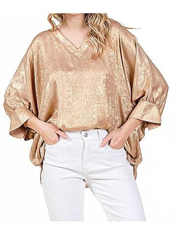 Jodifl Golden V-Neck Top in Gold (view 2)