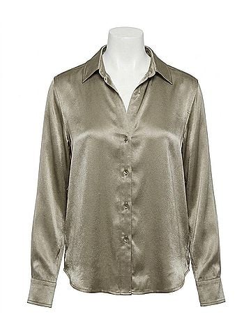 Dear John Galina Satin Shirt in Green (view 1)