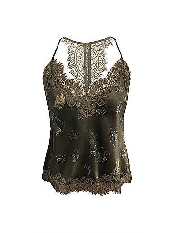 Gold Hawk Printed Lucy Camisole in Moss Green Flora Garden Print (view 1)