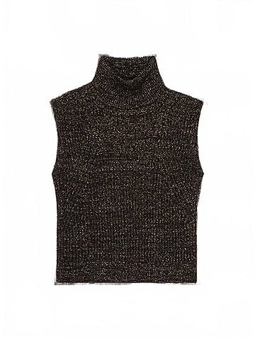 NATION LTD Isha Turtleneck Tank in Shiny Jet (view 1)