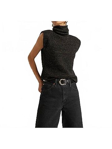 NATION LTD Isha Turtleneck Tank in Shiny Jet (view 2)