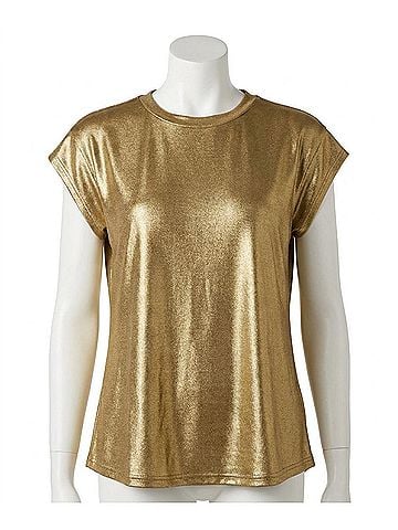 Jodifl Crew Neck Cap Sleeve Top in Gold (view 1)