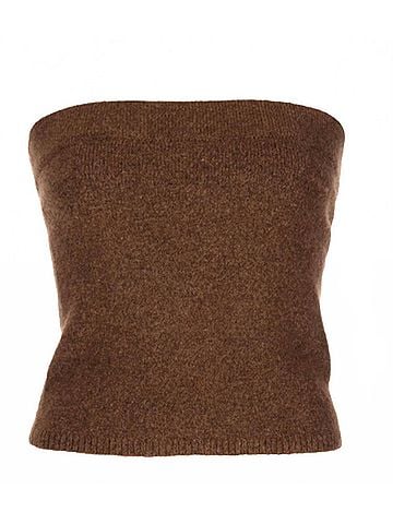Vince. Strapless Wool And Alpaca Blend Top in Tobacco (view 1)