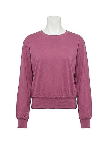Lilla P Ribbed Trim Easy Crew Shirt in Vintage Plum (view 1)