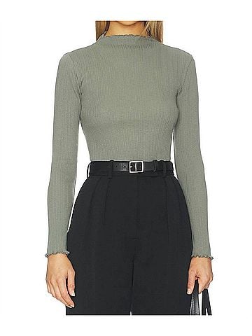 NATION LTD Brenna Mock Neck Top in Castor Grey (view 2)