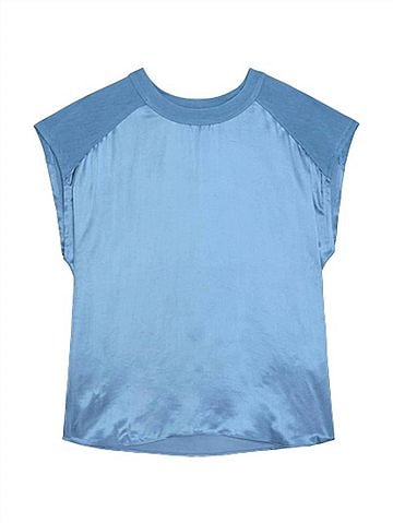 NATION LTD Enya Satin Top in Harbor Blue (view 1)