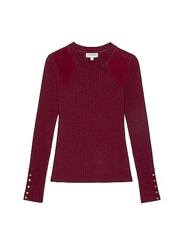 NATION LTD Maxine Long Sleeve Top in Port (view 1)