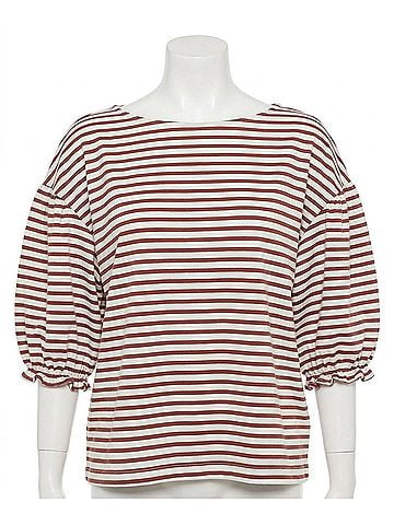 NATION LTD Women's Sandra Boatneck Top in Sable Stripe (view 1)