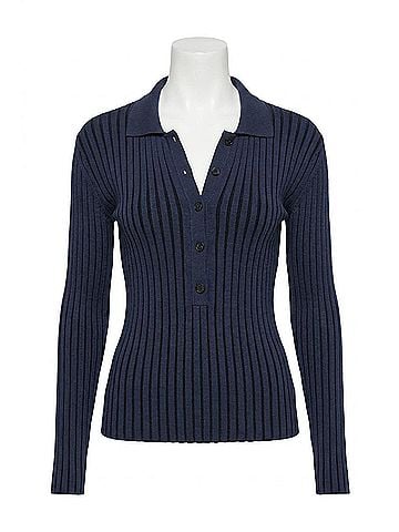 Closed Long Sleeve Polo in Dark Night (view 1)