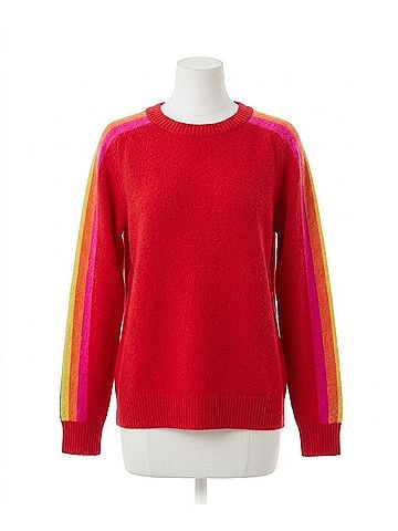 Jodifl Time To Ride Striped Sleeve Sweater in Red (view 1)