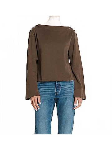 NATION LTD Rochelle Boatneck Tee in Espresso (view 2)