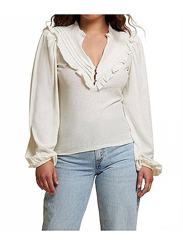 NATION LTD Quintana Yoked Top in Off White (view 2)