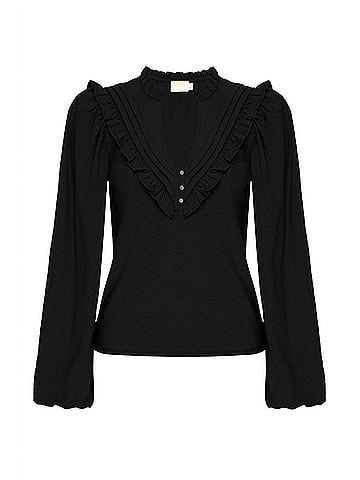 NATION LTD Quintana Yoked Top in Jet Black (view 1)