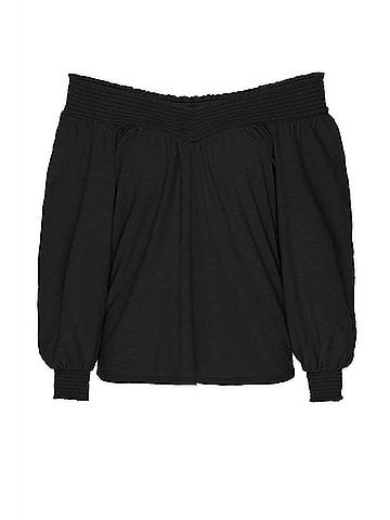 NATION LTD Sarina Smocked Top in Jet Black (view 1)