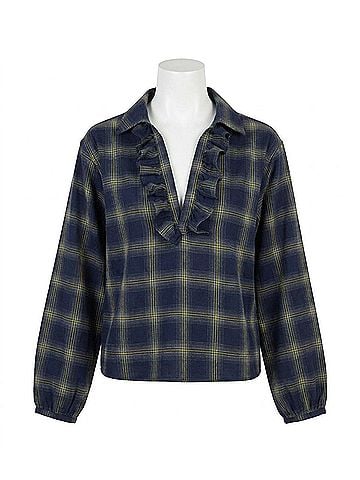 NATION LTD Women's Beckett Blouse in Starry Night Plaid (view 1)