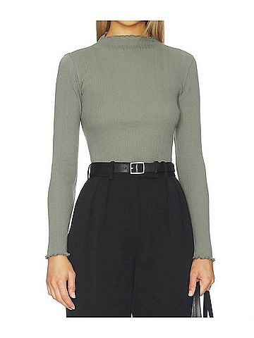 NATION LTD Women's Brenna Mock Neck Top in Castor Grey (view 2)