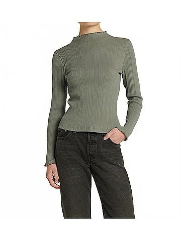 NATION LTD Brenna Mock Neck Top in Castor Grey (view 2)