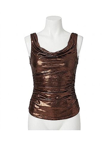 Astr Leanne Cowl Neck Sleeveless Top in Brown (view 1)