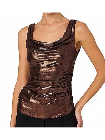 Astr Leanne Cowl Neck Sleeveless Top in Brown (view 2)