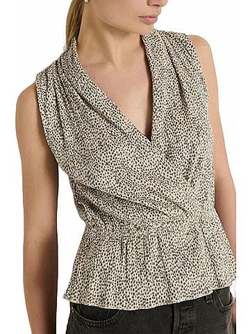 NATION LTD Nina Wrap Front Top in Pebble (view 2)