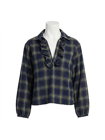 NATION LTD Beckett Long Sleeve Blouse in Starry Night Plaid (view 1)