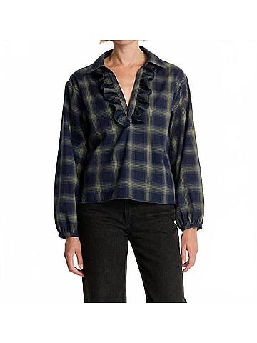 NATION LTD Beckett Long Sleeve Blouse in Starry Night Plaid (view 2)