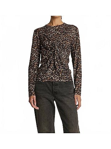 NATION LTD Marion Twist Front Tee in Leopard (view 2)