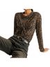 NATION LTD Animal Print Brown Marion Twist Front Tee in Leopard Size M - photo 3