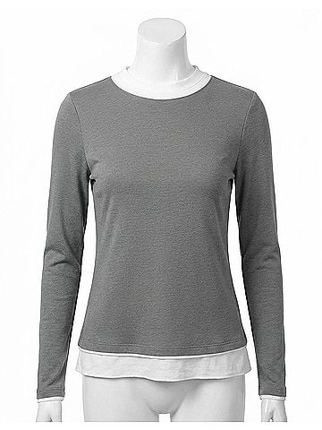 Elliott Lauren Double Layer Long Sleeve Top in Grey (view 1)