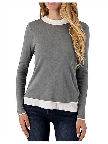 Elliott Lauren Double Layer Long Sleeve Top in Grey (view 2)