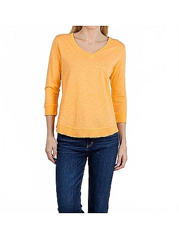 Elliott Lauren Knit Combo Top in Saffron (view 2)
