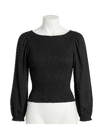 NATION LTD Aidan Smocked Blouse in Black (view 1)