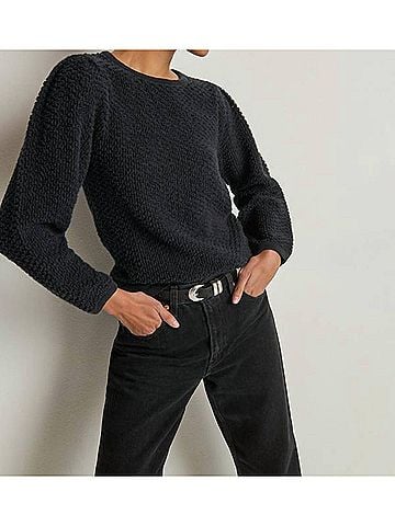 NATION LTD Etta Lace Popover Top in Jet Black (view 2)