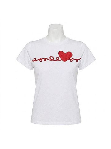 Elliott Lauren Heart Embroidered Tee in White (view 1)