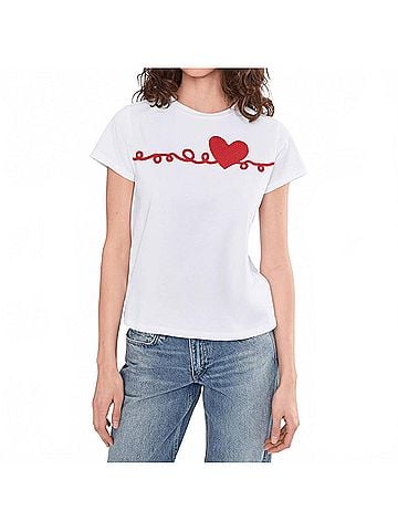 Elliott Lauren Heart Embroidered Tee in White (view 2)