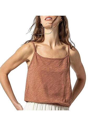 Lilla P Women's Elastic Hem Camisole Top in Burnt Sienna (view 2)