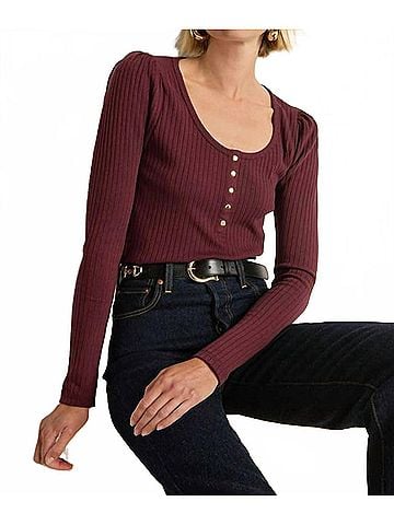 NATION LTD Reeva Henley Top in Port (view 2)