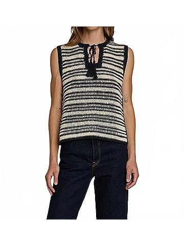 NATION LTD Priscilla Crochet Tank in Seascape Stripe (view 2)