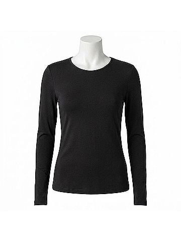Lilla P Women's Long Sleeve Crew Top in Black (view 1)