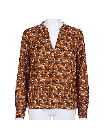 Joy Joy Placket V Neck Long Sleeve Top in Stampede (view 1)