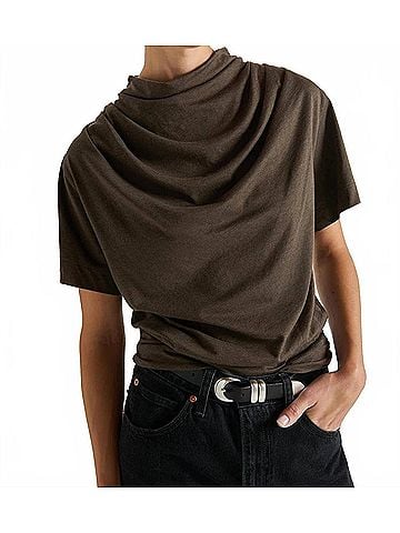 NATION LTD Daryl Cowlneck Tee in Espresso (view 2)
